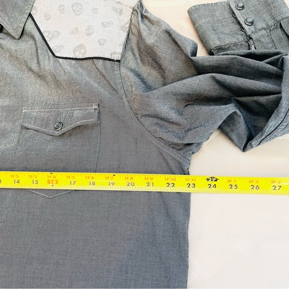 Rock Roll n Soul Men Western-Inspired Skull Long Sleeve Button-Up Shirt Size XL - Picture 6 of 7